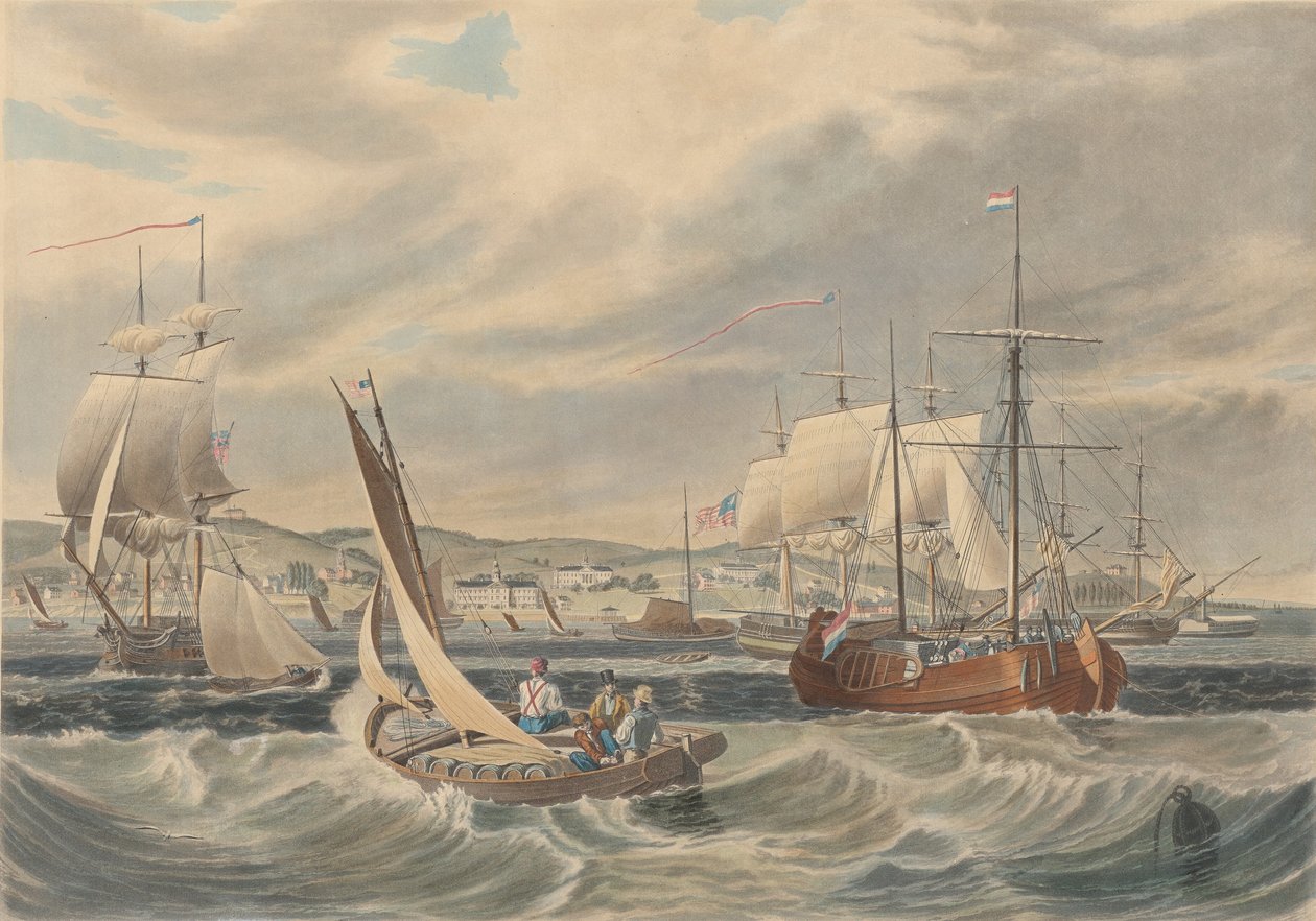 Näkymä New Yorkin karanteeniin, Staten Island, julkaistu 1833. tekijältä William James Bennett