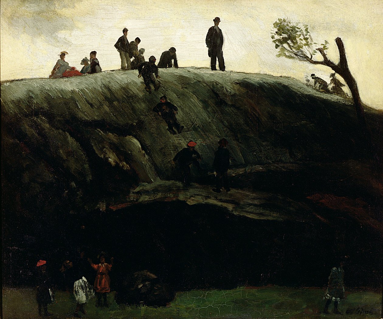 Boys Sliding, n.1897 (öljy kankaalle) tekijältä William James Glackens