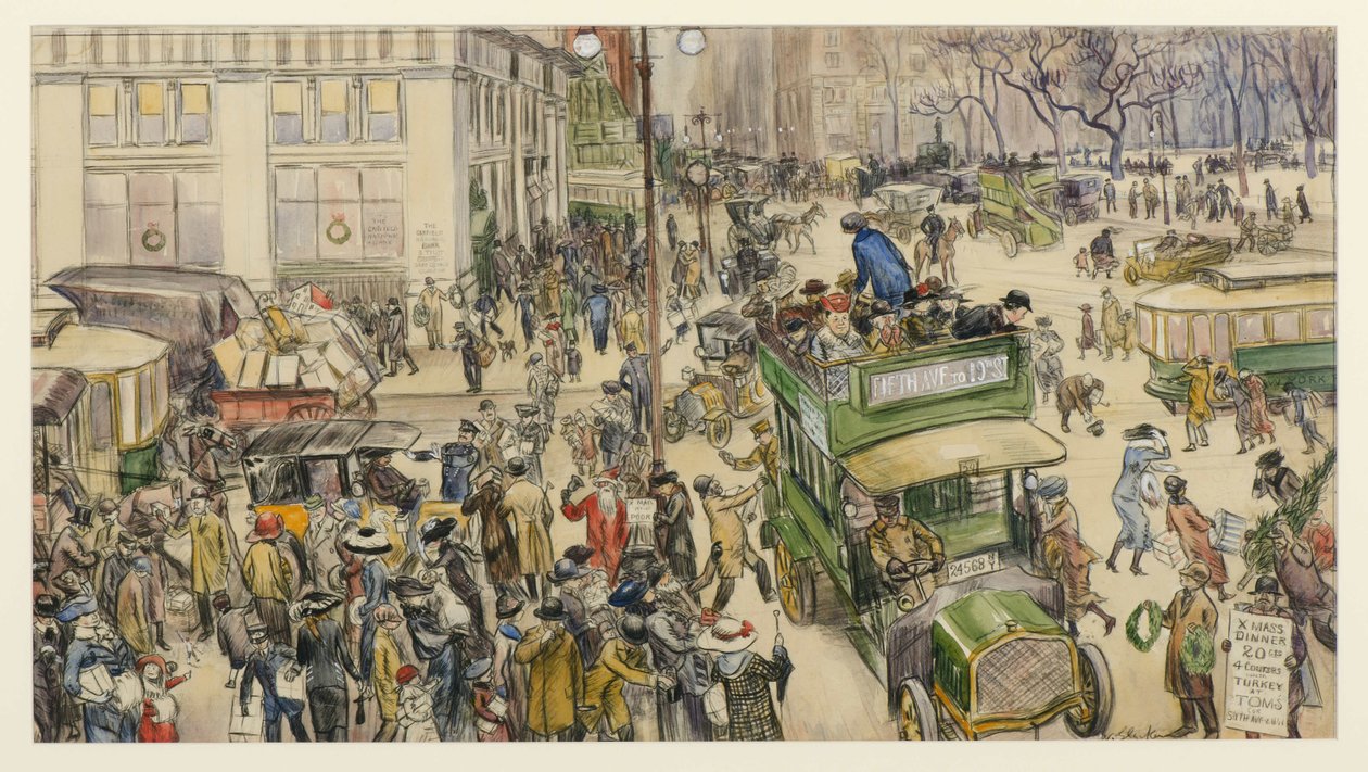 Christmas Shoppers, Madison Square, 1912 tekijältä William James Glackens