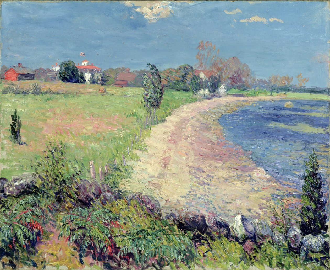 Curving Beach, New England (öljy kankaalle) tekijältä William James Glackens