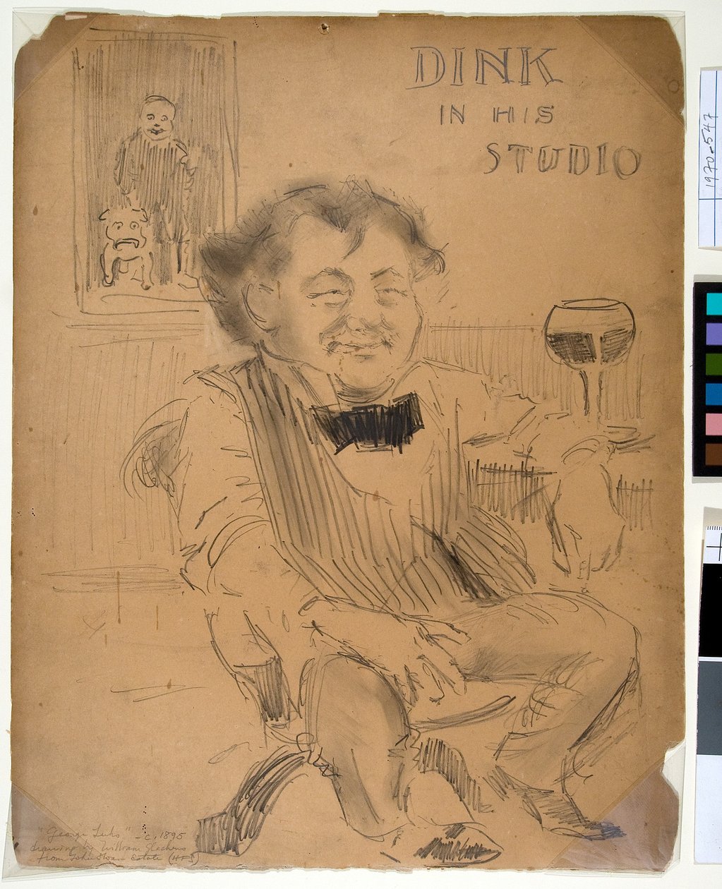 Dink hänen studiossaan, n. 1895 (grafiitti ja puuhiili bristollevyllä) tekijältä William James Glackens