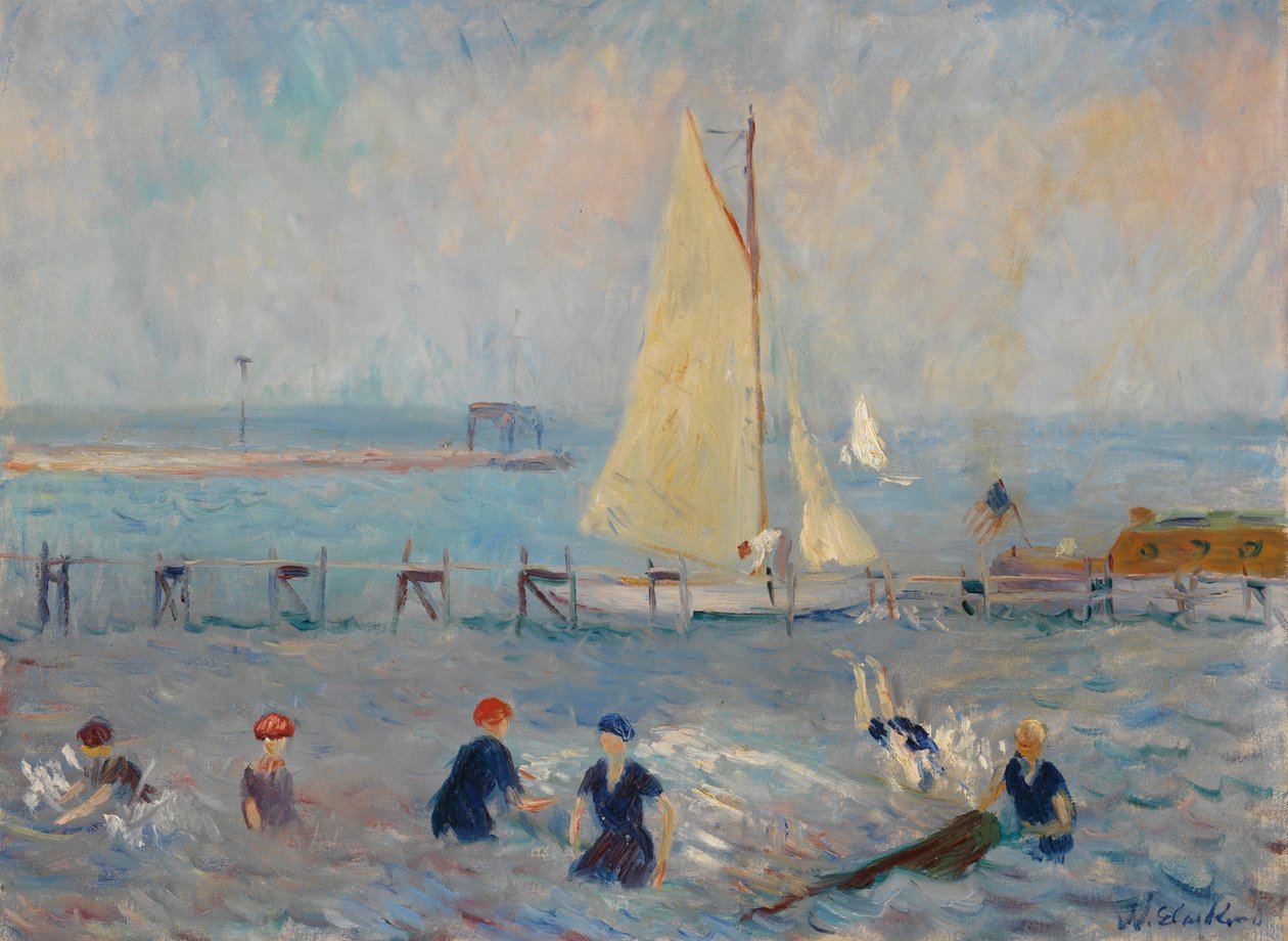 Merimaisema kuuden uimarin kanssa, Bellport tekijältä William James Glackens