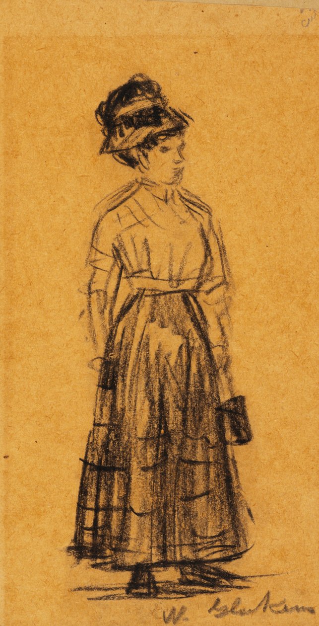 Nainen mustassa hatussa ja mustahameessa tekijältä William James Glackens