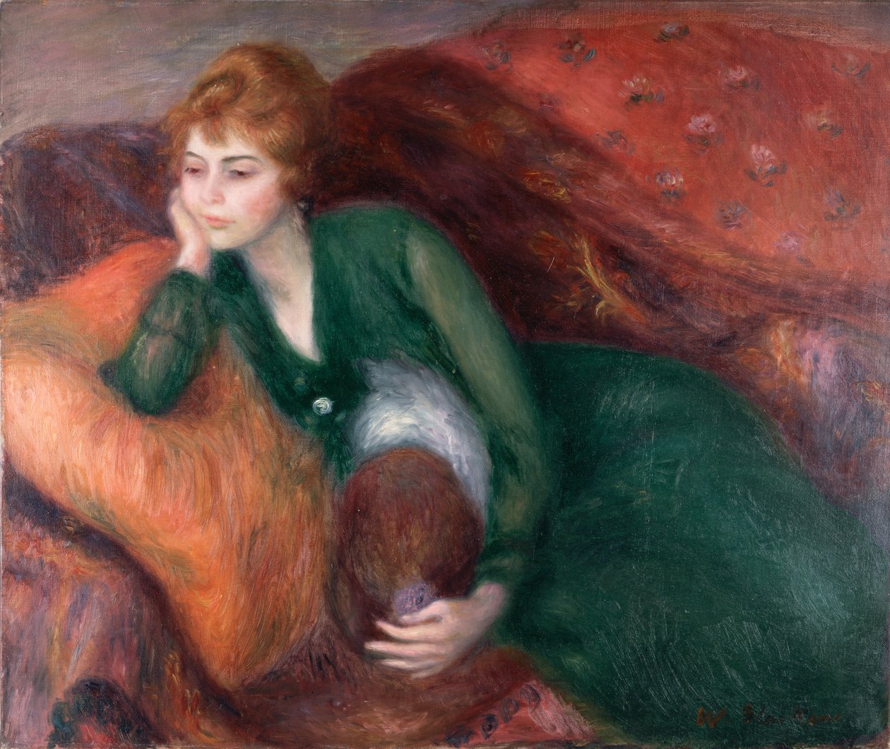 Nuori nainen vihreässä, noin 1915 (öljy kankaalle) tekijältä William James Glackens
