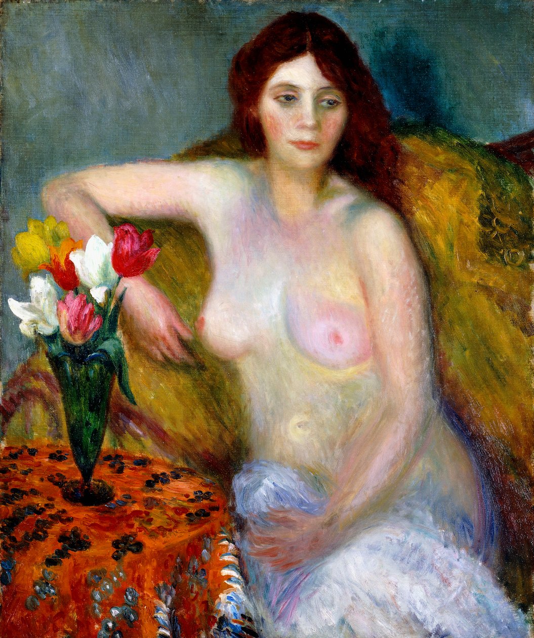 alaston tulppaanien kanssa tekijältä William James Glackens