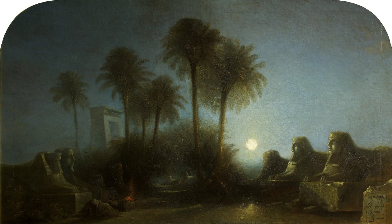 Avenue of Sphinxes, Moonlight, Thebes tekijältä William James Muller