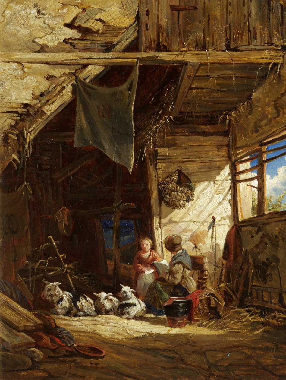 Sisustus vuohien kanssa - Bettws-y-Coed tekijältä William James Muller