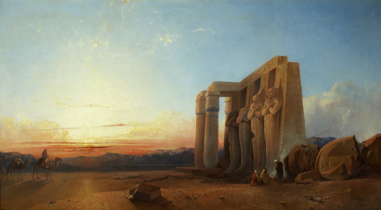 Ramesseum Thebessa, auringonlasku tekijältä William James Muller