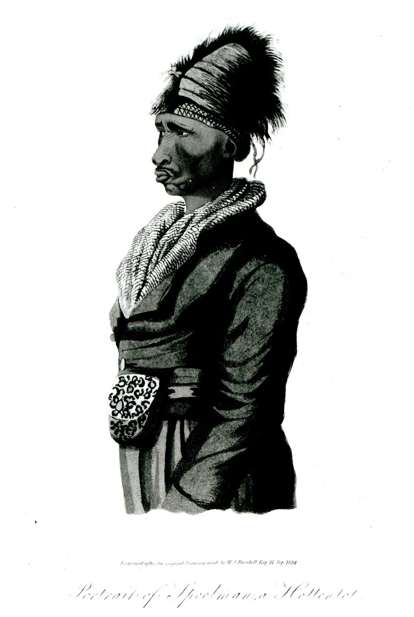 Muotokuva Speelmanista, hottentotista, 1814 tekijältä William John Burchell