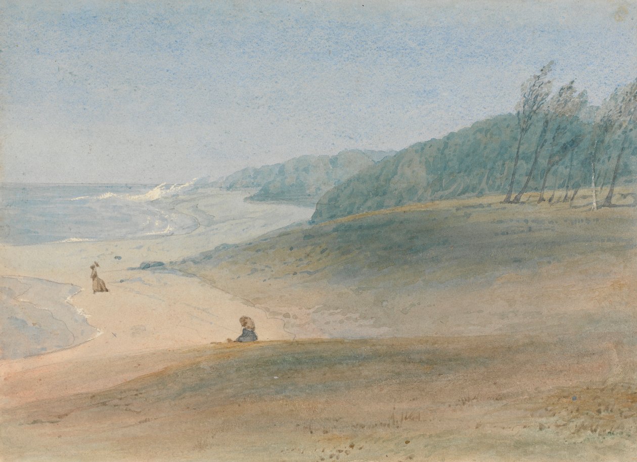 Maurício - uma criança observando sua mãe caminhando perto do mar, presumivelmente a Sra. Chamberlayne e um de seus filhos. tekijältä William John Chamberlayne