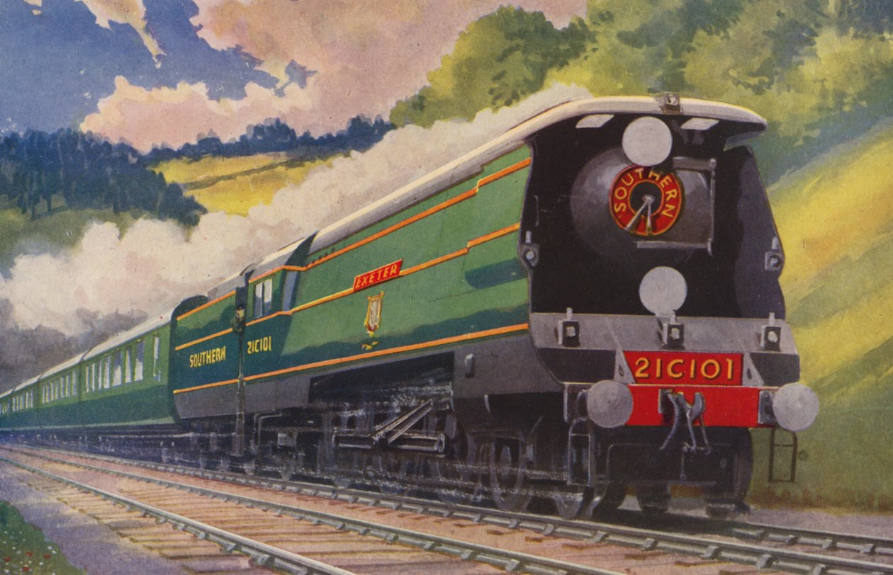 Southern Railwayn pääradan pikajuna (värilitografia) tekijältä William John Patton McDowell