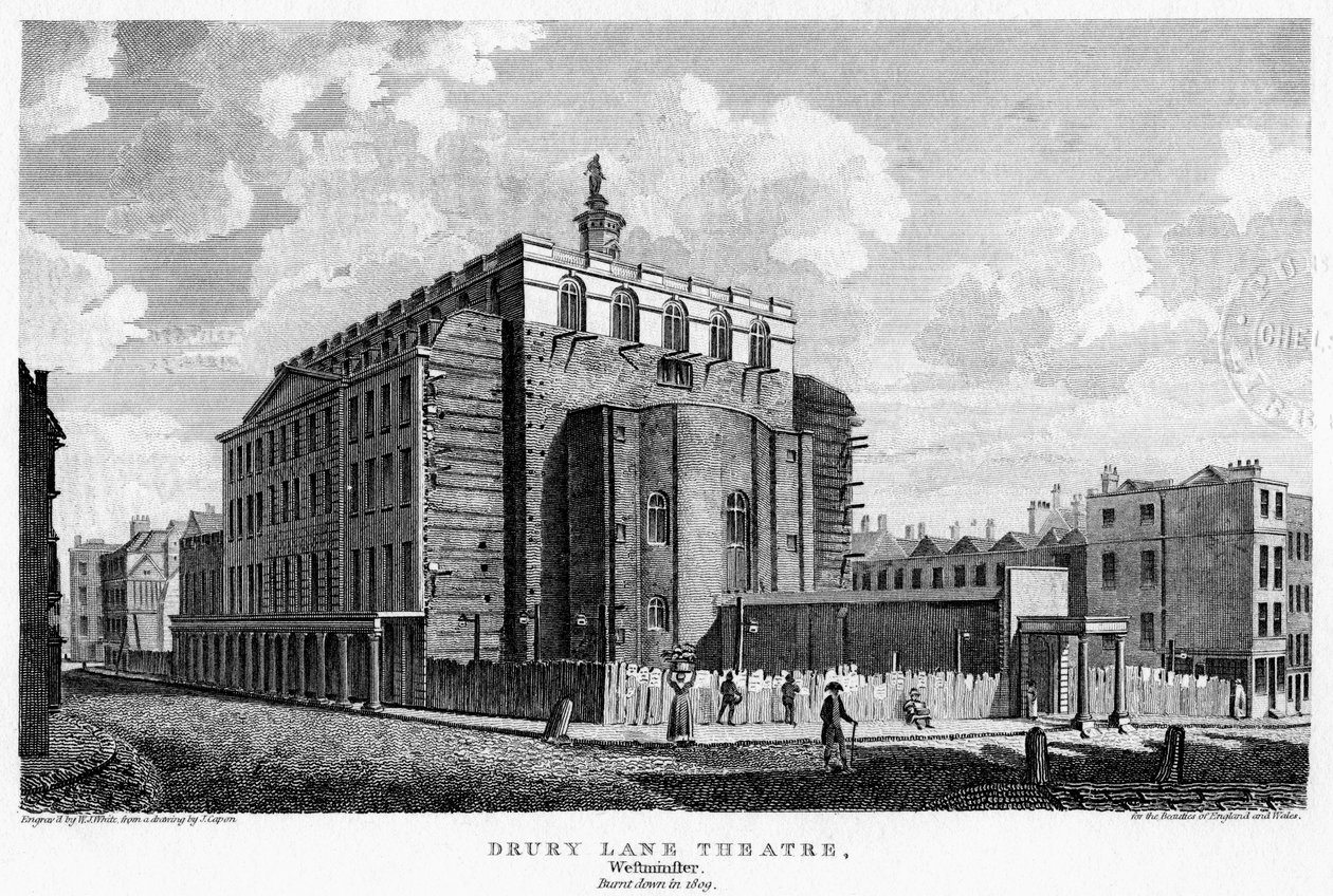 Drury Lane Theatre, Westminster, Lontoo, 1800-luku. tekijältä William Johnstone White