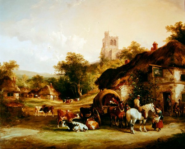 The Swan Inn (öljy paneeliin) tekijältä William Joseph Shayer
