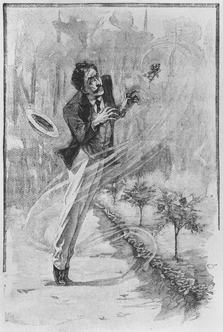 Kertoja, kuvitus Guy de Maupassantin (1850-93) "Le Horlasta" kaivertanut Georges Lemoine, Pariisi, Editions Albin Michel, n. 1910 (puukaiverrus) tekijältä William Julian Damazy