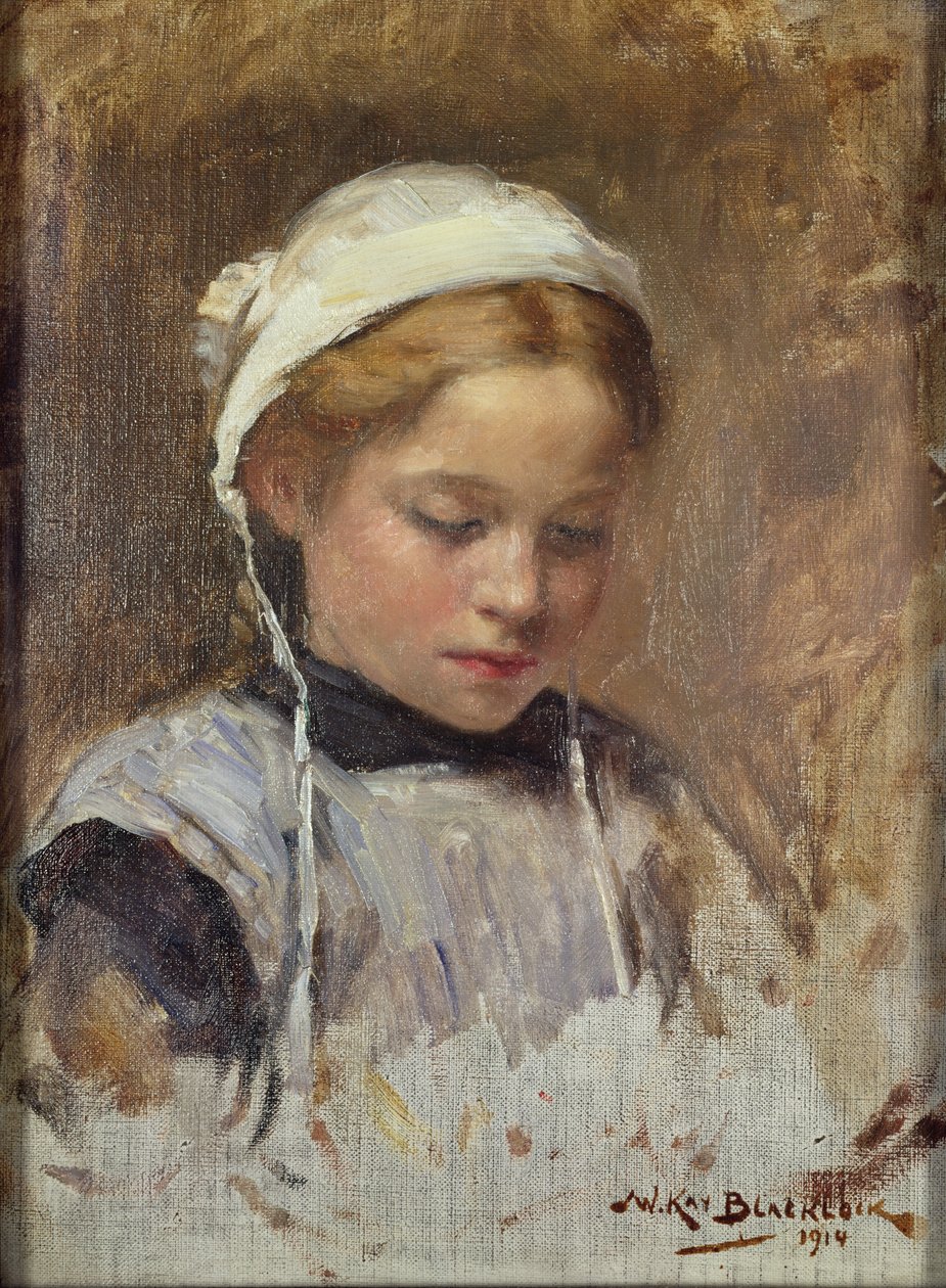 Nuori tyttö sinisessä pinaforessa, 1914 tekijältä William Kay Blacklock