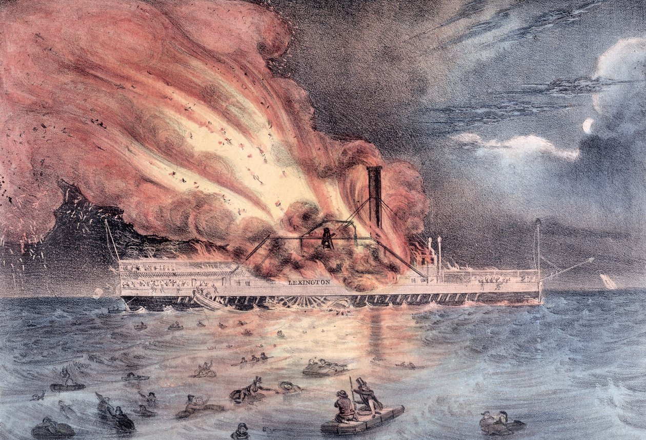 Lexingtonin höyrylaivan tulipalo Long Island Soundissa, 13. tammikuuta 1840 tekijältä William Keesey Hewitt