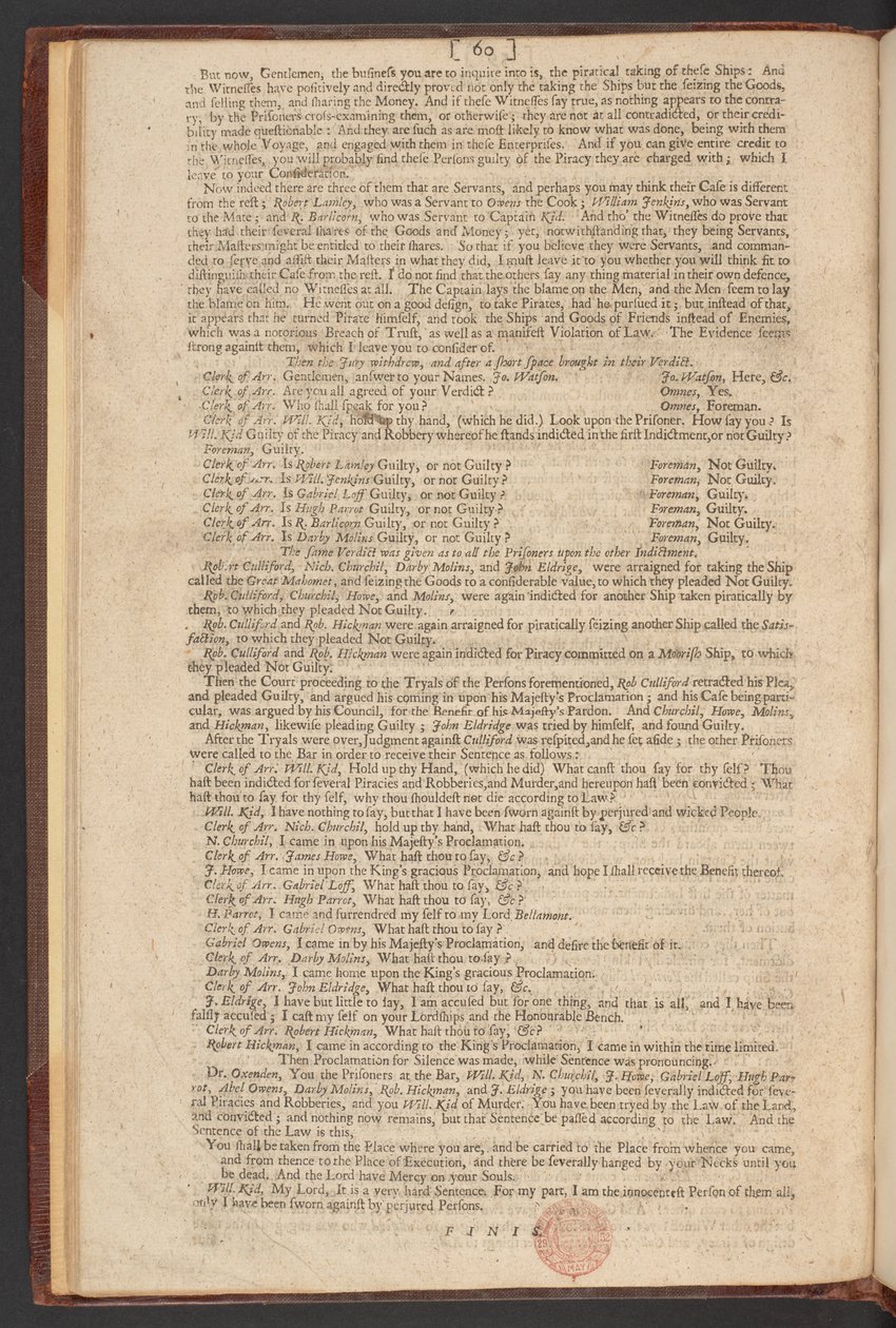 Kapteeni William Kiddin haastaminen, oikeudenkäynti ja tuomitseminen Murtherin ja piratismin takia tekijältä William Kidd