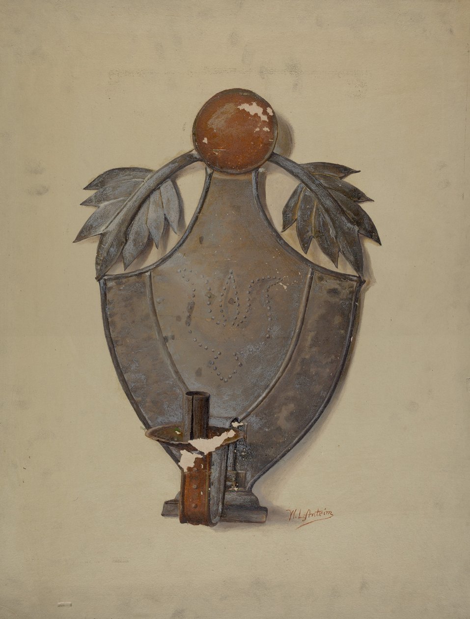 Pa. Saksalainen Tin Sconce, n. 1937. tekijältä William L Antrim