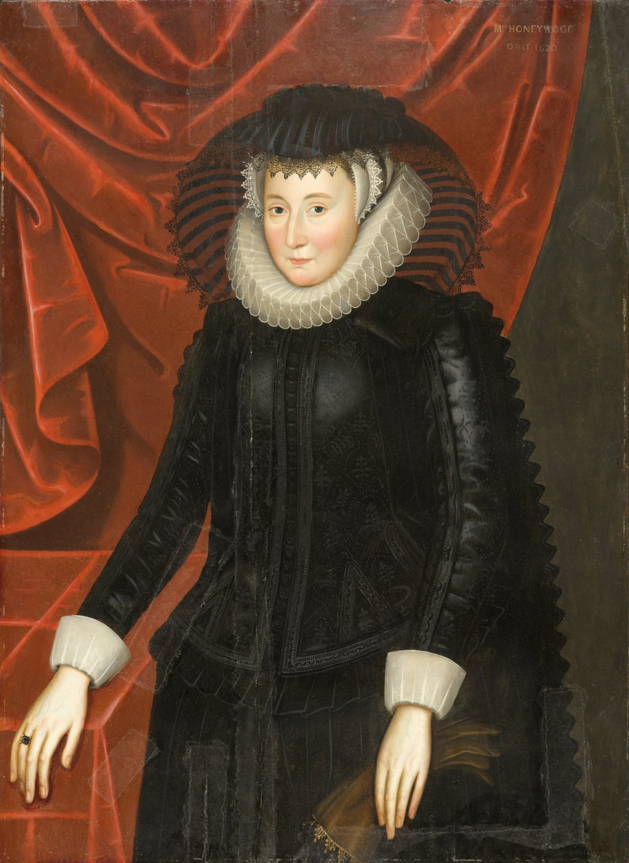 Lady Katherine Smythe Scottin muotokuva (noin 1564-1616), noin 1625 (öljy tammilevylle) tekijältä William Larkin