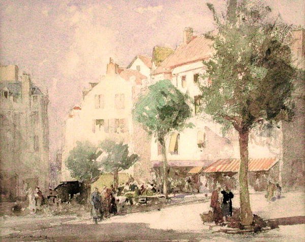 Mannerkaupungin aukio (akvarelli kynällä paperille) tekijältä William Lee Hankey