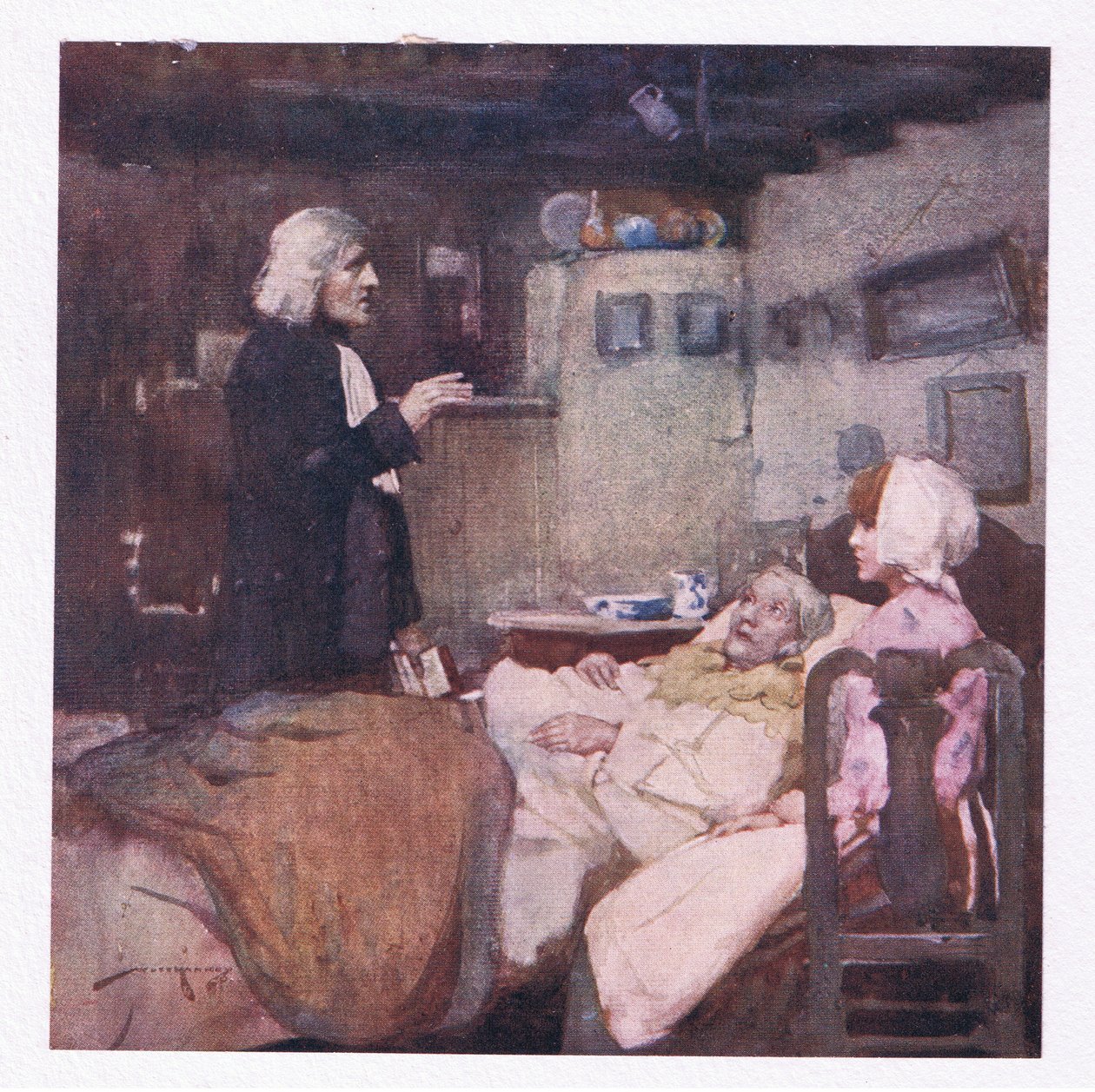 Mutta velvollisuudessaan, joka kutsuttiin nopeasti, hän katseli ja itki, hän rukoili ja tunsi kaikkien puolesta (väri litho) tekijältä William Lee Hankey