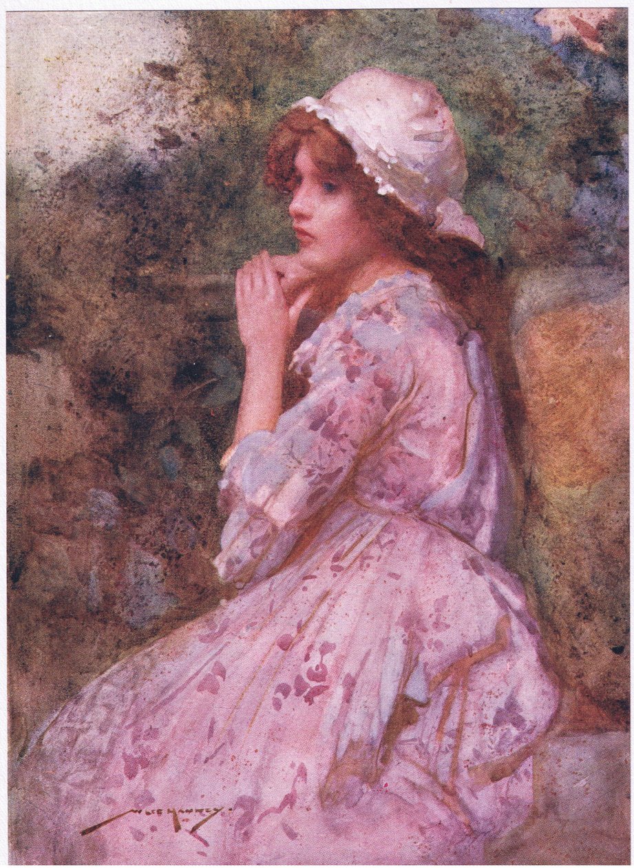 Hänen vaatimaton ulkonäkönsä mökki saattaa olla iKr., suloinen kuin helokki kurkistaa orjantappuran alta (väri litho) tekijältä William Lee Hankey