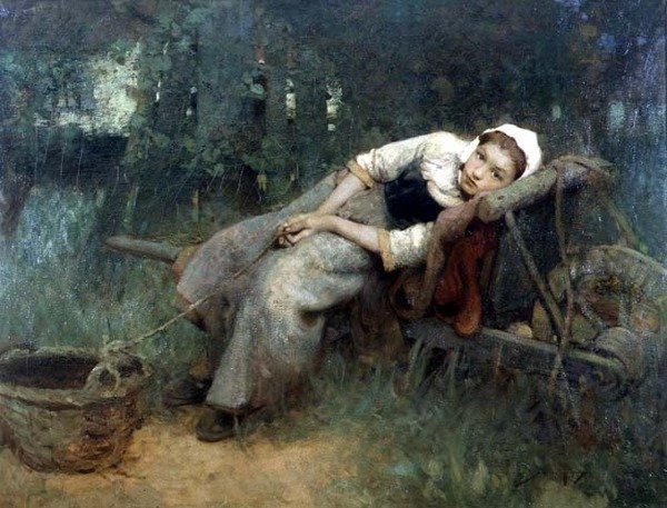 Hiljaisissa metsäisissä paikoissa kodin luona, joka synnytti minut, n. 1906 (öljy kankaalle) tekijältä William Lee Hankey