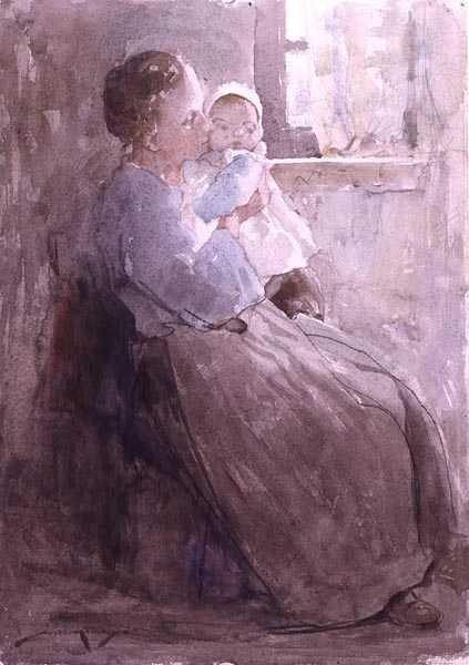 Julie ja Louise (akvarelli paperille) tekijältä William Lee Hankey