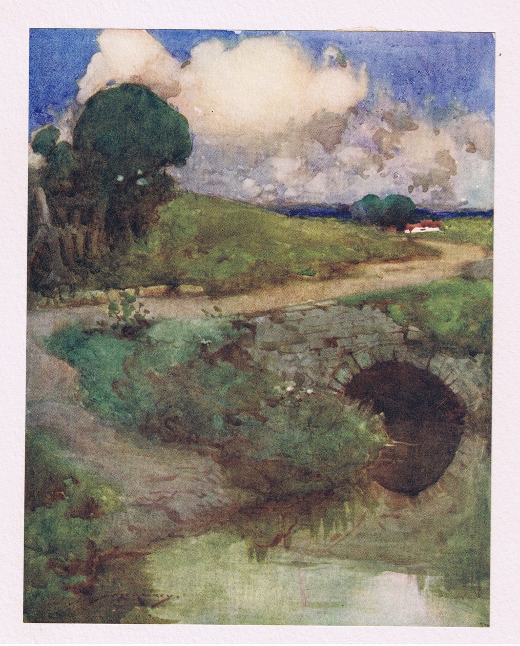 Jäähdyttävä puro, ruohiliivivihreä (väri litho) tekijältä William Lee Hankey