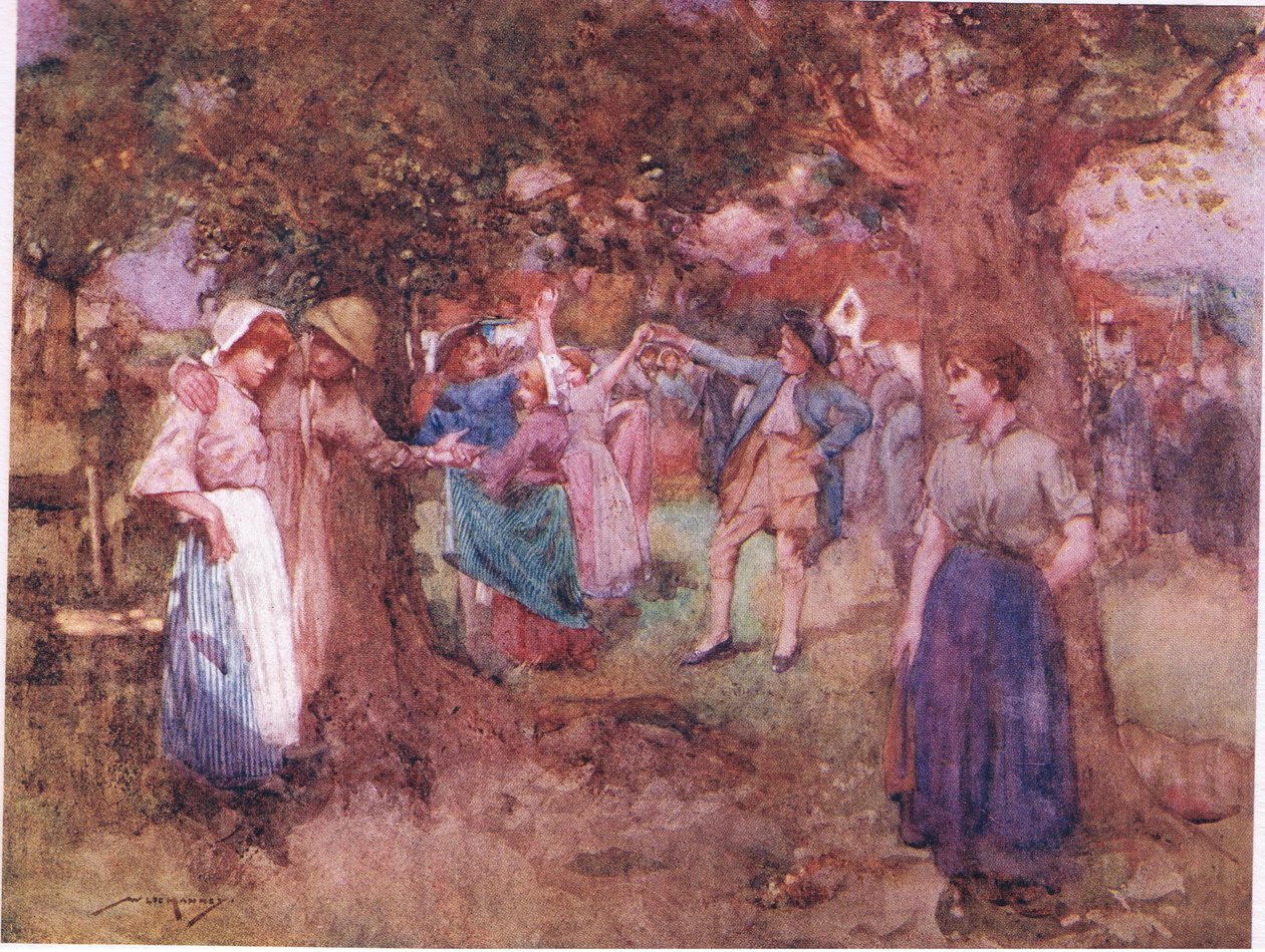 Perechea de dans, care a căutat pur și simplu renume, ținându-se să obosească reciproc (litografie colorată) finlandez tekijältä William Lee Hankey