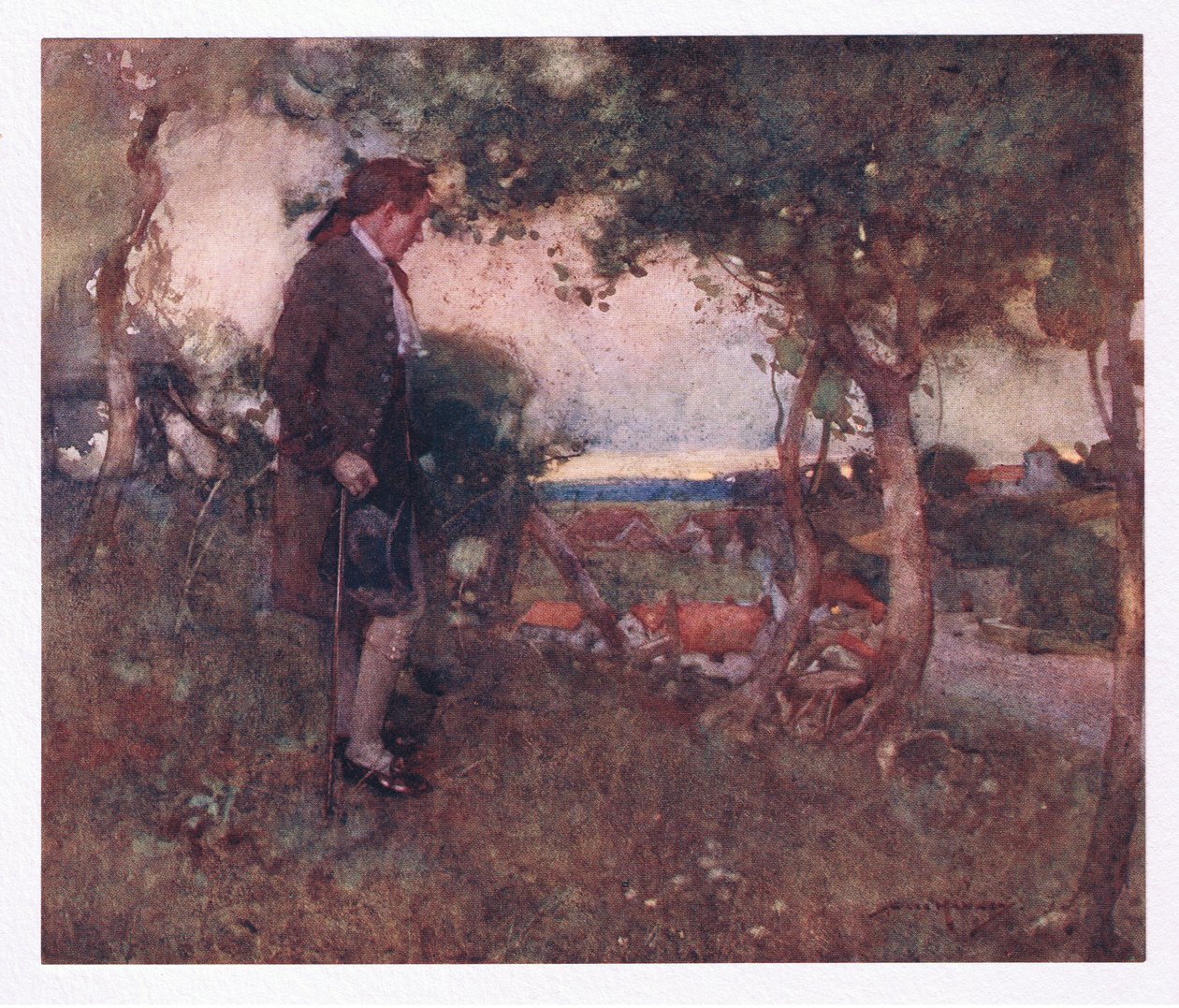 Siellä kun kuljin huolimattomista askelista ja hitaasti, sekoittuvat nuotit tulivat pehmennettyinä alhaalta (väri litho) tekijältä William Lee Hankey
