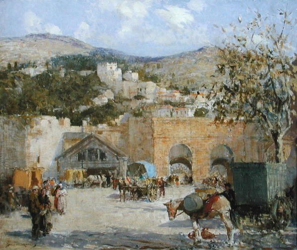 Watercarriers at Gibraltar (öljy kankaalle) tekijältä William Lee Hankey
