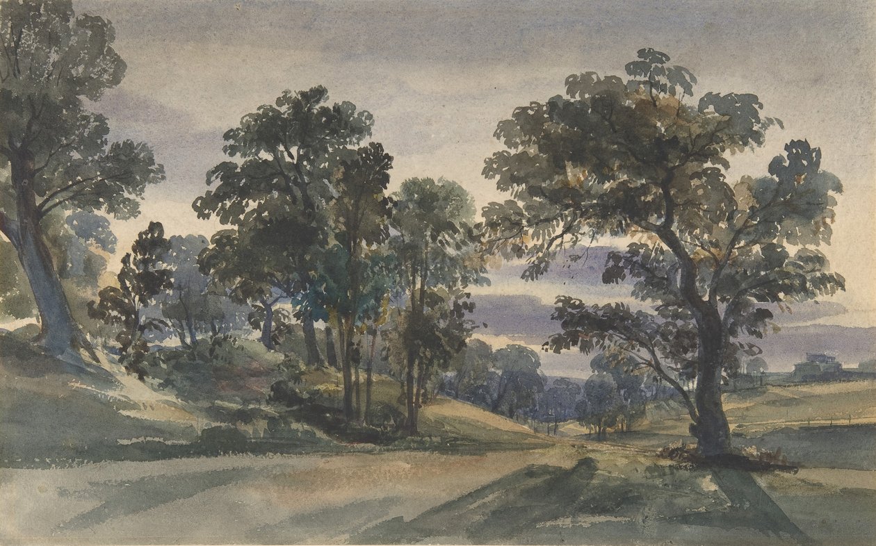 Puistonäkymä hämärässä, n. 1879. tekijältä William Leighton Leitch