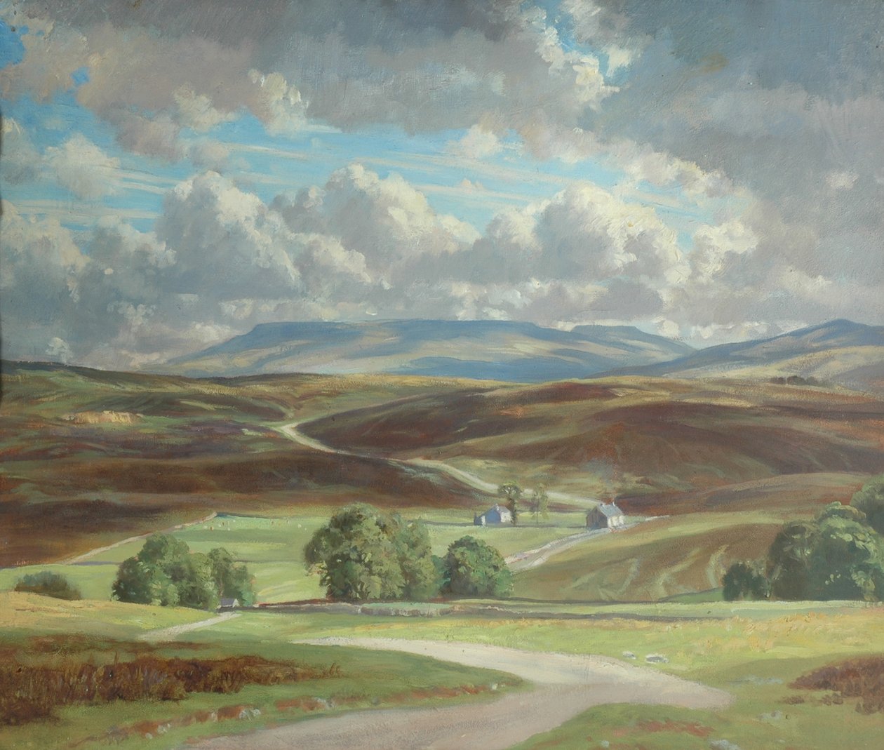 Newbiggin Moor ja Wild Boar Fell (öljy kankaalle) tekijältä William Lionel Waddington