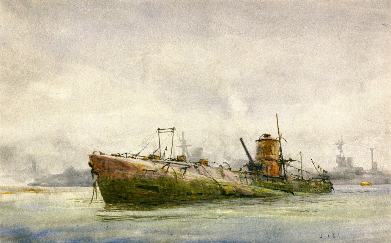Antautunut ja rantautunut sukellusvene, Portsmouth tekijältä William Lionel Wyllie
