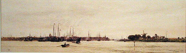 Dordrecht (akvarelli paperille) tekijältä William Lionel Wyllie