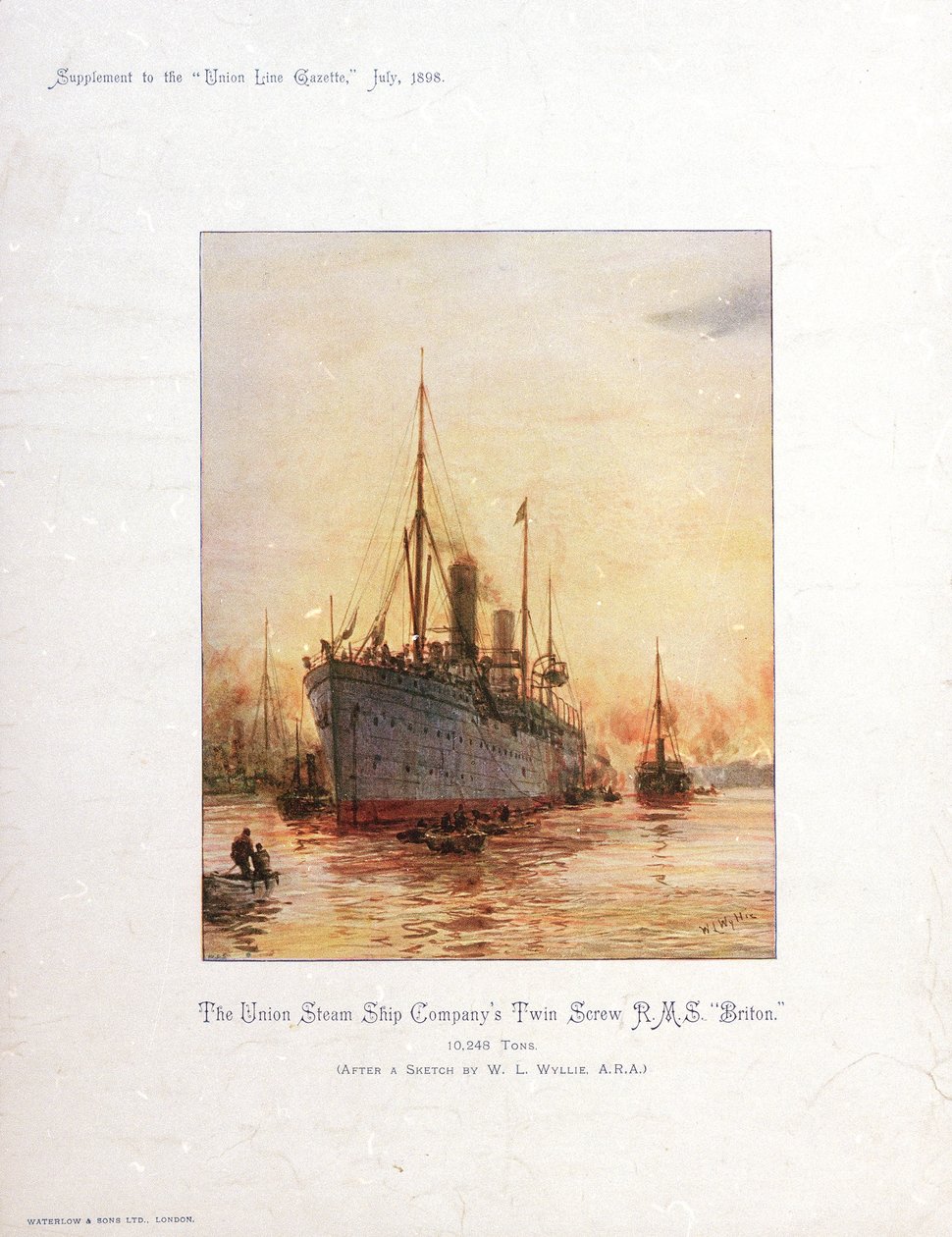RMS "Briton", 1800-luvun loppu - 1900-luvun alku (kromolitografia). tekijältä William Lionel Wyllie