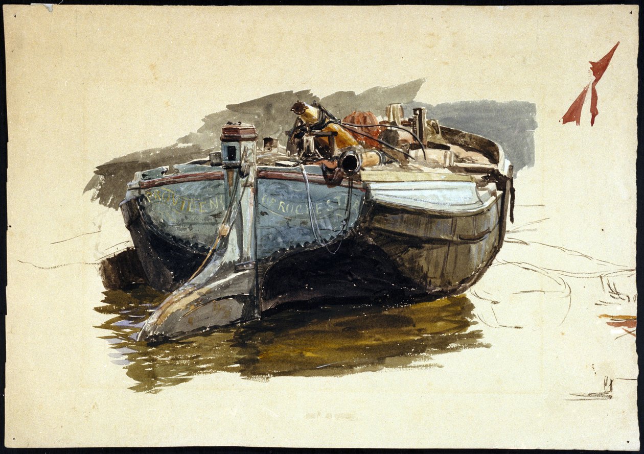 Thamesin asuntolaiva (Englanti). Akvarelli tekijältä William Lionel Wyllie