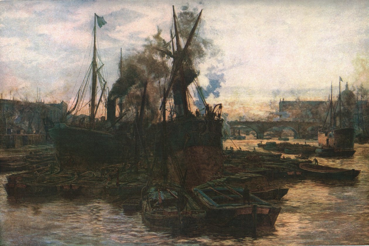 The Pool of London, 1800-luvun loppu - 1900-luvun alku, vuodelta 1930. tekijältä William Lionel Wyllie