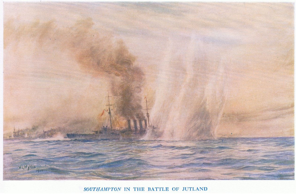 Southampton Jyllannin taistelussa, teoksesta Cassells History of the British People, jonka on julkaissut Waverley Book Company Limited, n. 1940. tekijältä William Lionel Wyllie