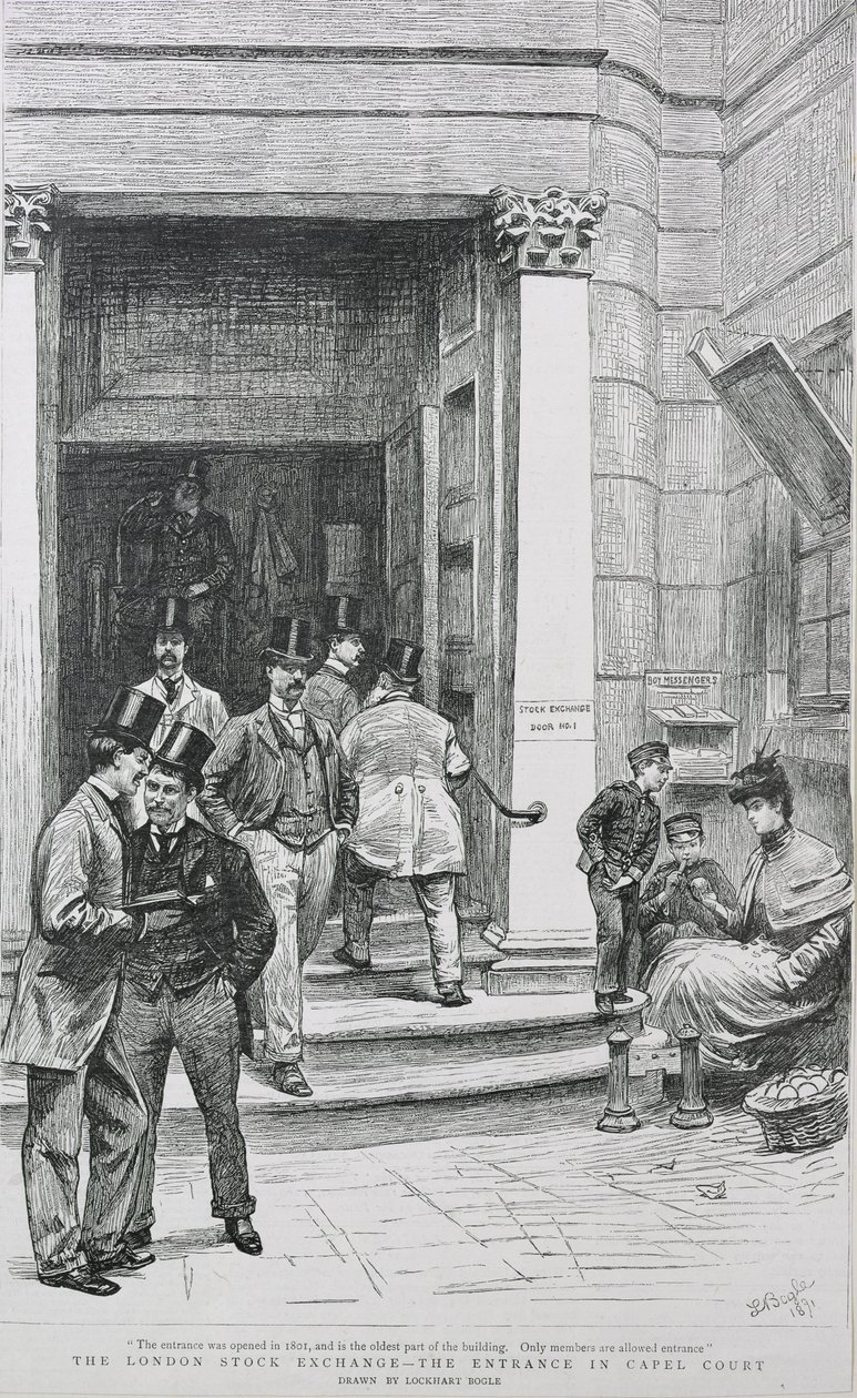 Pörssin sisäänkäynti Capel Courtissa, 1891 tekijältä William Lockhart Bogle