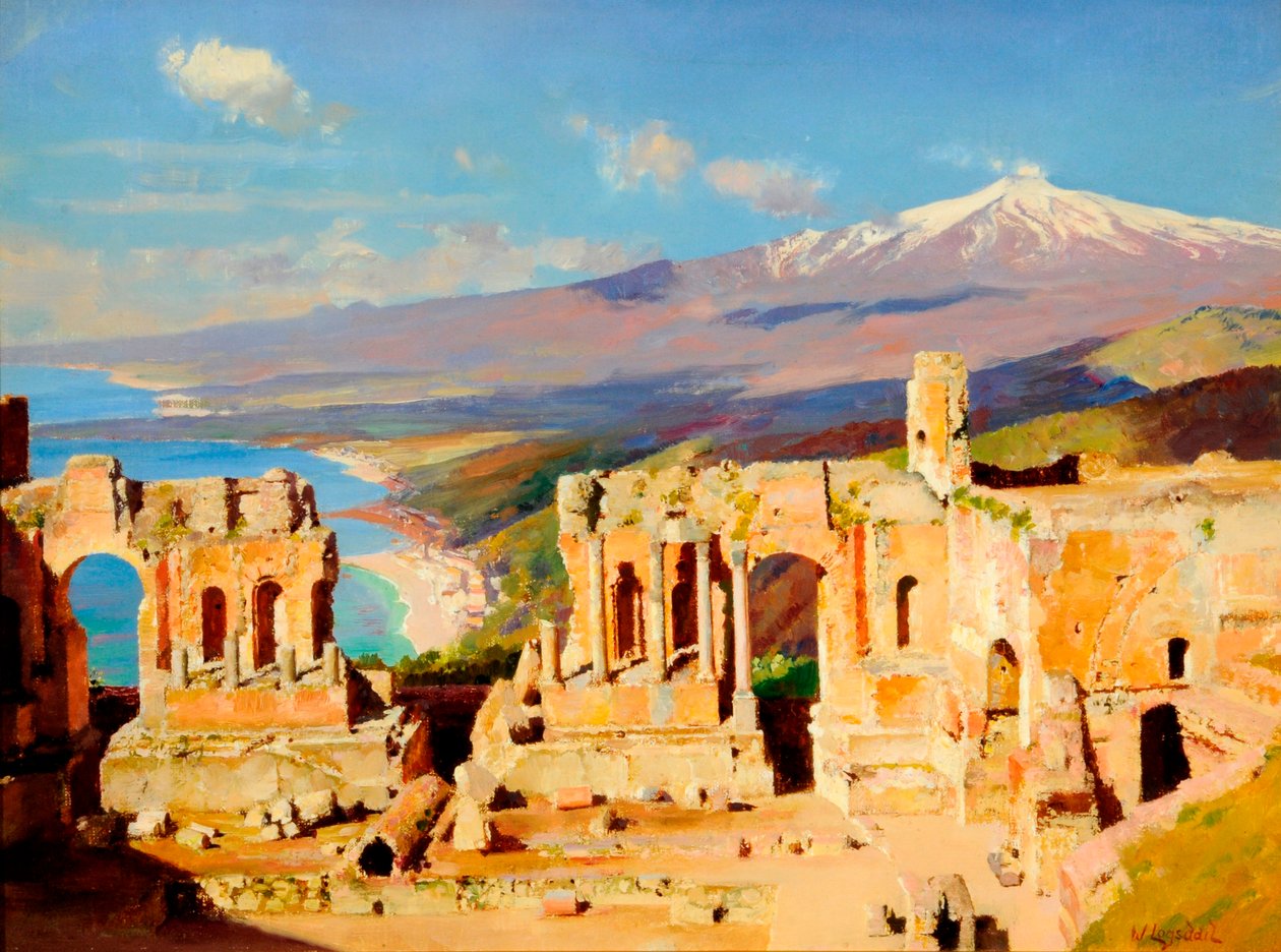 Kreikkalainen teatteri, Taormina, Sisilia tekijältä William Logsdail