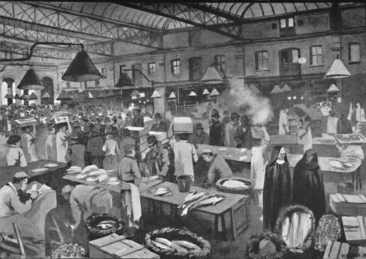 Billingsgate Market, Early Morning, 1891 tekijältä William Luker