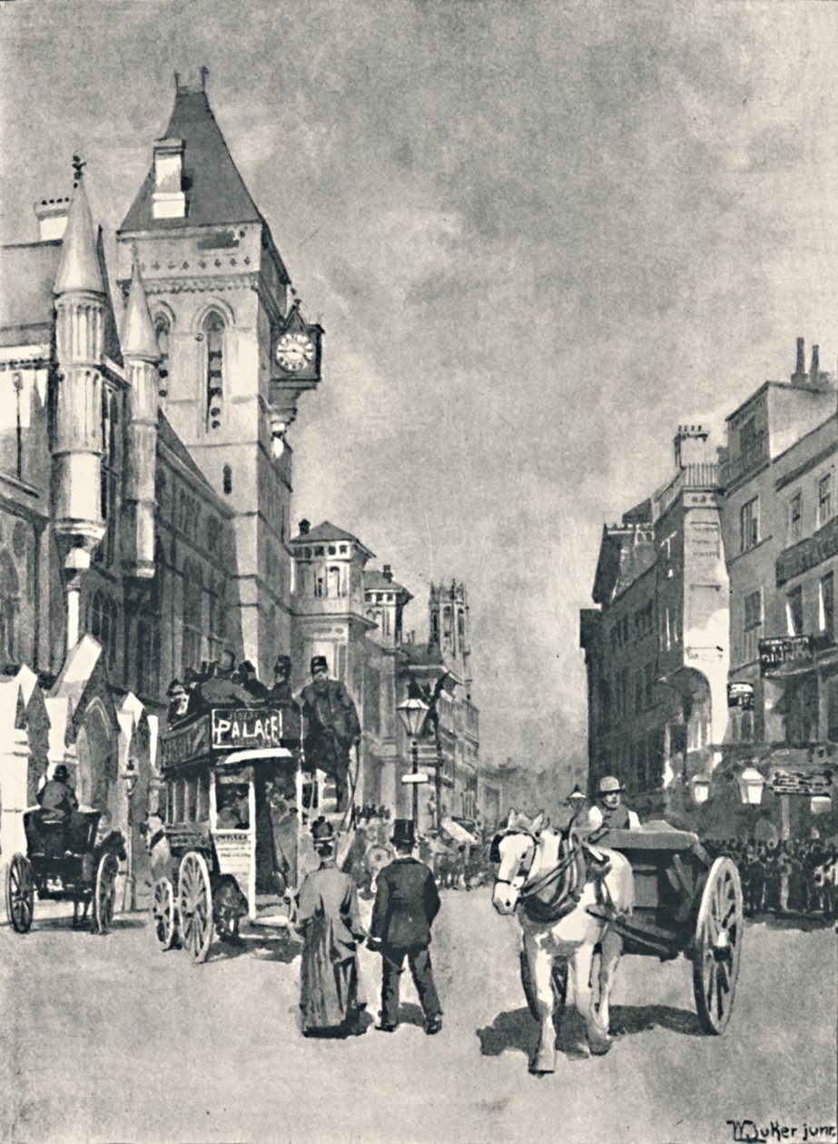 Fleet Street, Showing the Law Courts, 1891 tekijältä William Luker