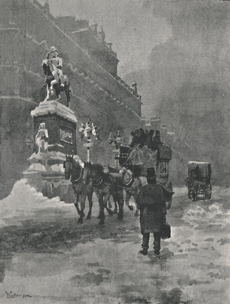 Holborn Circus - A Winters Morning, 1891 tekijältä William Luker