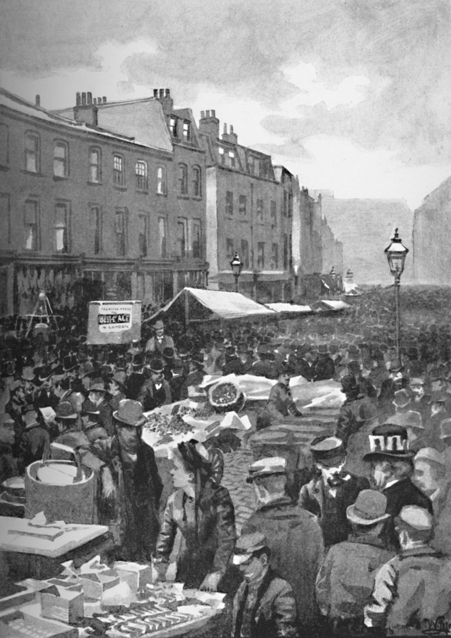 Middlesex Street Late Petticoat Lane sunnuntaiaamuna, 1891 tekijältä William Luker