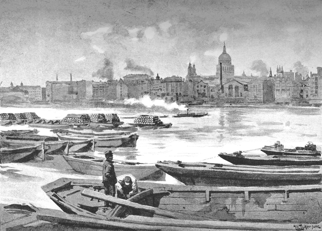 St. Paulin katedraali joen etelärannalta, 1891 tekijältä William Luker