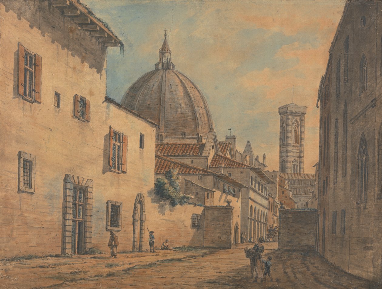 Firenzen katu, jonka taustalla on Duomo ja Campanile tekijältä William Marlow