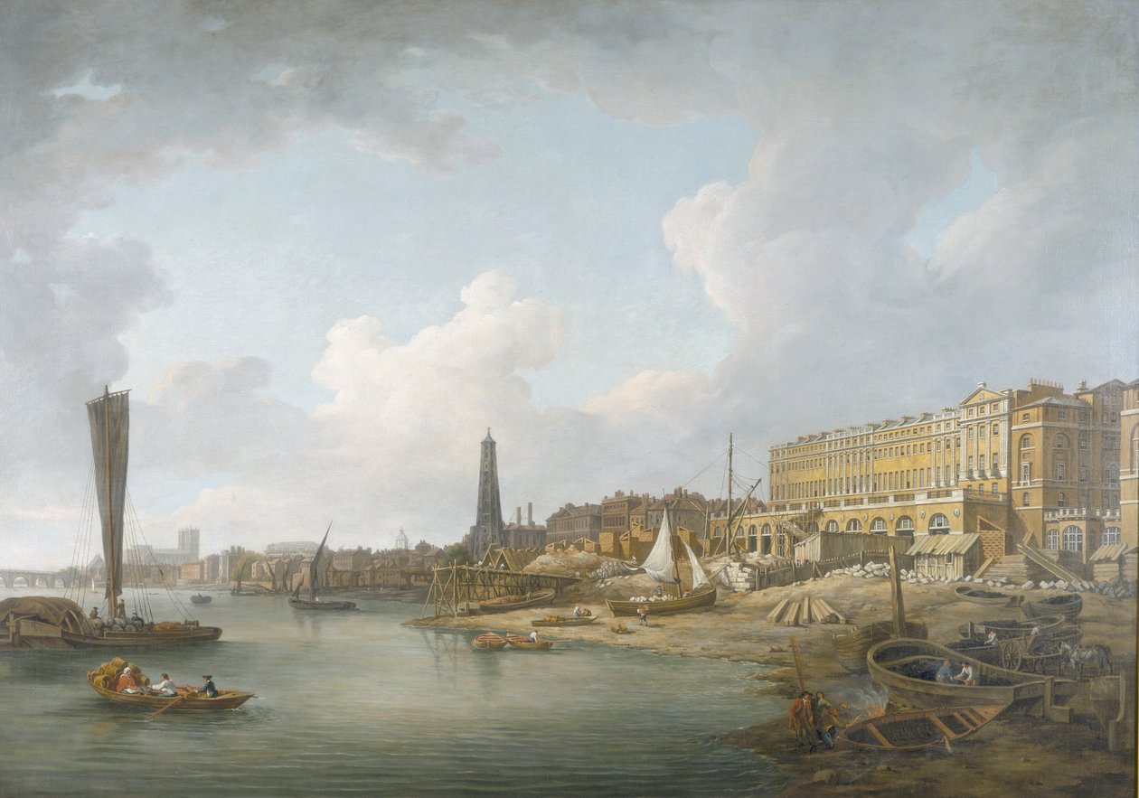 "Lontoon joenranta Westminsterin ja Adelphin välillä", 1771 tekijältä William Marlow
