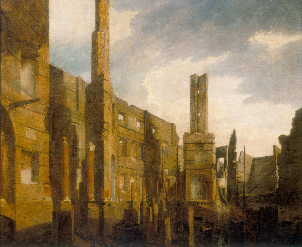 "Pantheonin rauniot Oxford Streetillä tuhoisan elämän jälkeen 14. tammikuuta 1792", 1792 tekijältä William Marlow
